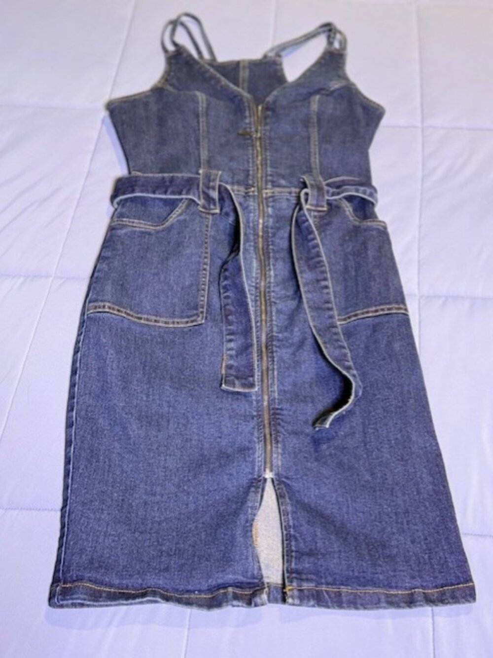 VENUS Denim Zip Front Stretch Dress Size 6 - Picture 7 of 10